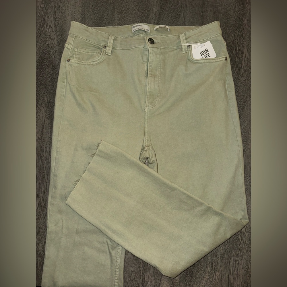 Bershka Kick Flair Jeans (Green, Size USA 10, NEW, Tags Included) - Picture 5 of 10